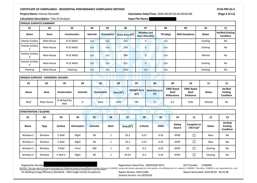 Sample Title 24 CF1R report, sheet 3 of 5